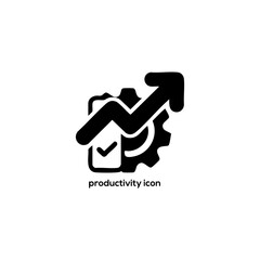 Minimal Productivity Growth Icon with Arrow, Gear and Smartphone, Business Efficiency Symbol for Analytics Dashboards, Apps, Websites, Presentations Design

