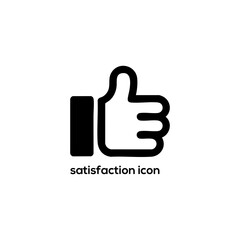 Obraz premium Minimal Thumbs Up Satisfaction Icon, Positive Feedback Like Symbol for Customer Reviews, Social Media, Apps, Web Interface Design Projects