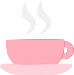Pink Cup of Hot Beverage with Steam Rising