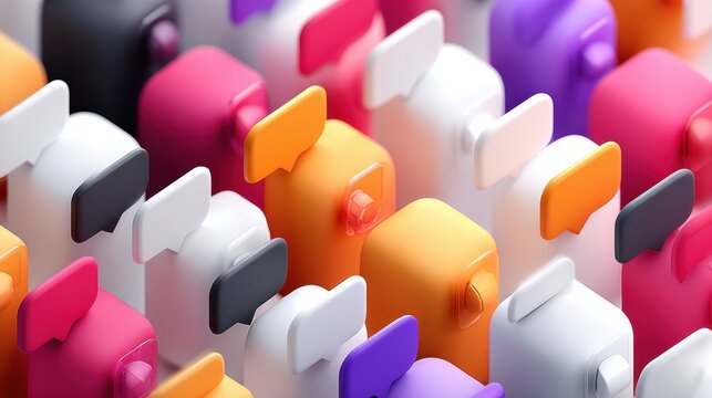 Colorful Chat Bubbles: 3D Render Stock Photo for Social Media