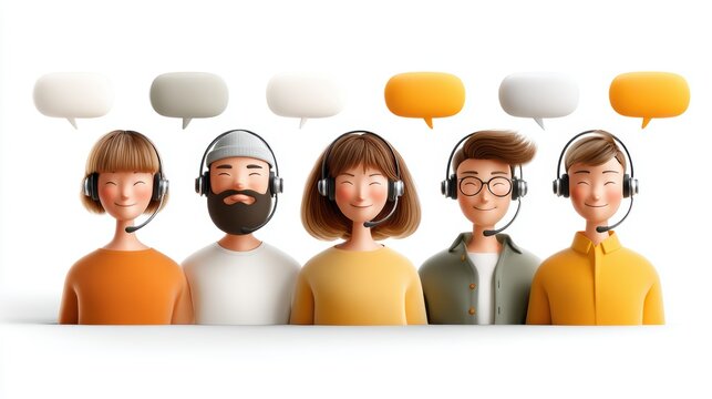 Diverse Customer Support Team Stock Photo - Call Center Agents