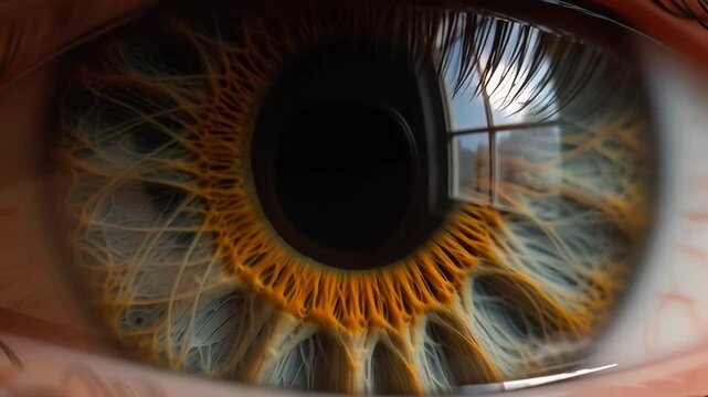 Macro close-up of human eye showcasing intricate iris details