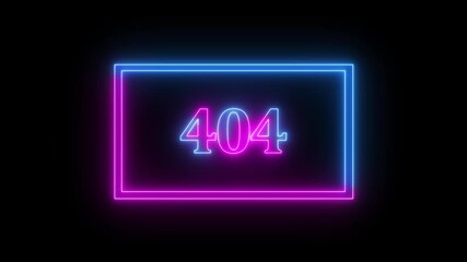 The 404 icon is a red neon line on a black background. In visually appealing way vertical glitch effect video emphasizing internet problems, connection issues, 4K video .. - Powered by Adobe