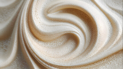 Cream-colored abstract foam pattern in elegant circular flow