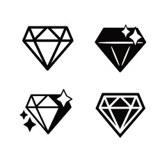 Diamond vector icon. Royal diamond silhouette set icons set. Collection jewellery elements template. 