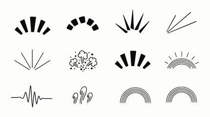Set of abstract graphic elements in black and white for design projects
