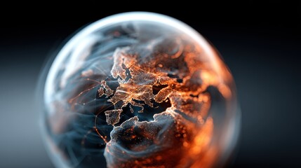 Global Network Data - Technology World Map Stock Image, Data visualization