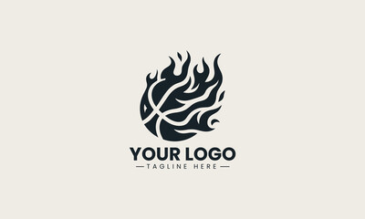 Fototapeta premium Basketball fire black vector logo