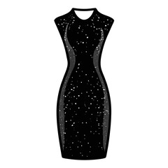 Sequin sheath dress vector clean black silhouette design white background