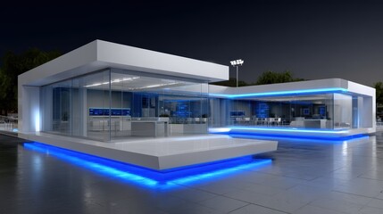 Fototapeta premium Modern Architecture: Futuristic Building Design Stock Photo, Glass building