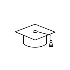Graduation cap line art illustration symbolizing academic achievement and scholarly success, perfect for educational design projects