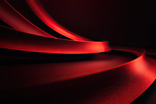 Vivid, swirling red ribbons against a dark background, creating depth and visual interest - Powered by Adobe