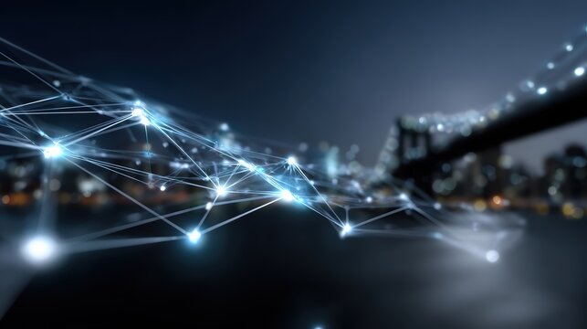 Network Connection Stock: Technology, Data, Cityscape, Abstract