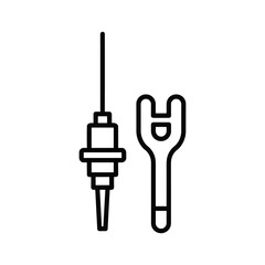Illustration of a medical needle and wrench isolated on