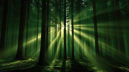 Sunlit Forest Stock Photo: Magical Green Woods & Sunlight