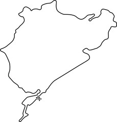 Nurburgring Racing Circuit in Germany for Motorsport Editable Vector Outline