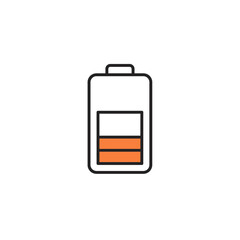 Low battery power icon representing energy consumption and digital device usage indicator for technological interface