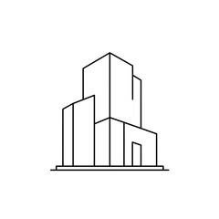 Minimalist building line art showcases urban architecture and modern design aesthetic for creative projects and presentations