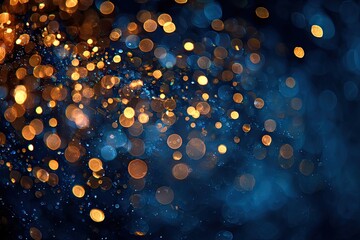 Abstract bokeh background with golden and blue lights (2)