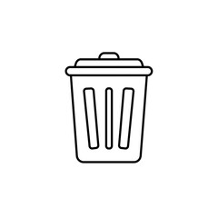Minimalist line art trash can illustration showcasing waste management and environmental responsibility, perfect for design projects