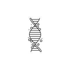 Minimalist line art illustration of DNA molecule with connecting particles for scientific research and medical innovation