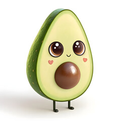 Adorable avocado character with big eyes and a sweet smile, perfect for healthy eating campaigns and playful food-themed designs that will inspire joy