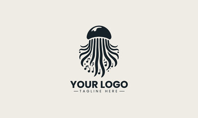 Fototapeta premium Reggae jellyfish silhouette creates musical themed logo with bold artistic black vector style