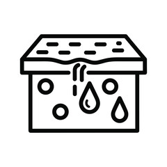 Line art illustration of a house with water dripping from roof