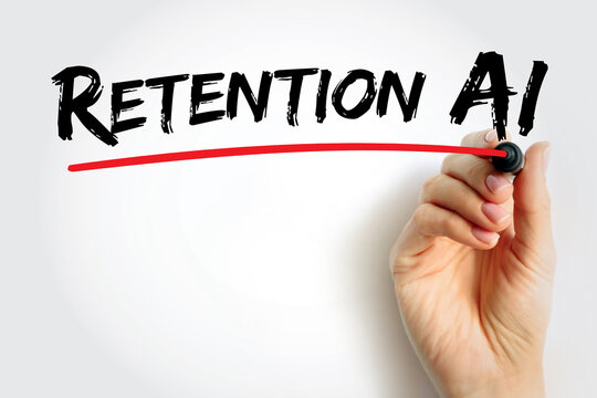 Retention AI text in handwritten style with red underline, concept image for artificial intelligence solutions in education, student success, and customer loyalty analytics systems
