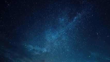Starry night sky filled with countless stars and a visible Milky Way band across the blue darkness. Concept Starry Night Sky with Milky Way, Milky Way Band Across Blue Night, Astrophotography