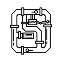 Hvac system diagram with pipes, valves, and controls