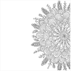 Kawaii Mandala Coloring Page, Cute Decorative Mandala with Soft Floral and Round Elements