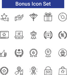Benefit line icon set. Editable stroke. Vector illustration

