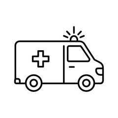 Line art illustration of patient in hospital bed isolated on