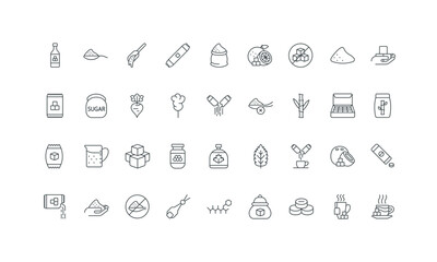 Collection of sweetener concepts nutrition and diet healthy for elements food related and stevia, honey, syrup, packets, cubes, including icons substitute sugar and isolated vector illustration
