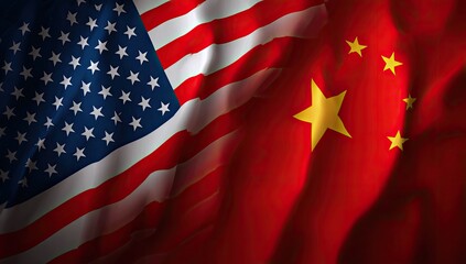 A graphic featuring flowing flags one with stars and stripes, and another with a gold star design