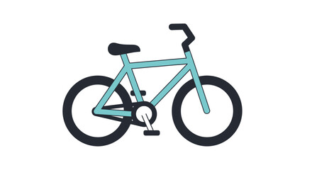 Fototapeta premium Illustration of a light blue bicycle with black tires and seat on a white background.