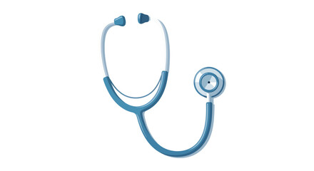 Illustration of a blue stethoscope on a white background.