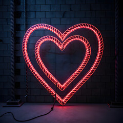 Neon heart glows with passion, a vibrant symbol of love and connection, perfect for modern designs celebrating affection and heartfelt emotions today