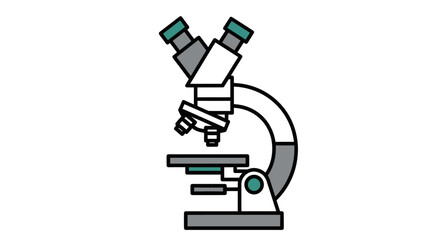Fototapeta premium Illustration of a microscope with green lenses and a gray body.