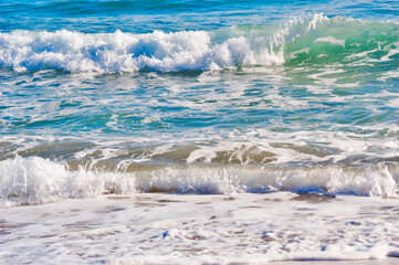 Ocean waves crashing on a Barcelona beach