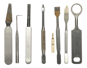 Close-up of various medical instruments and tools