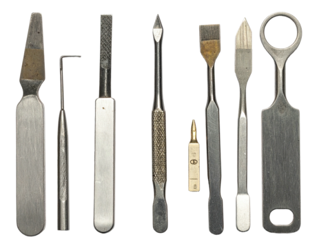 Close-up of various medical instruments and tools