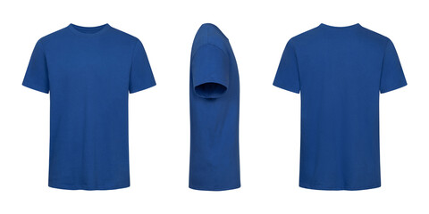 Royal blue t shirt mockup three views isolated on white background © SaifulIslam