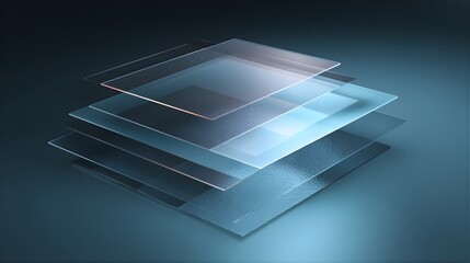 Stack of transparent glass or plastic sheets with different textures