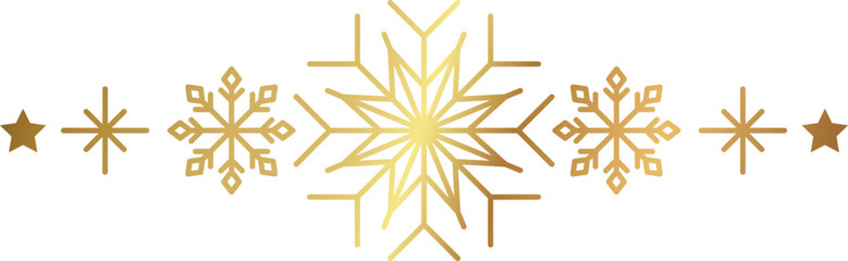 Gold snowflake border. Winter Christmas design decoration.