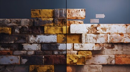 Brick wall with half in shadow and half in light for a dramatic effect