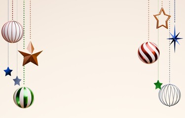 3D素材_クリスマスオーナメント_ベージュ