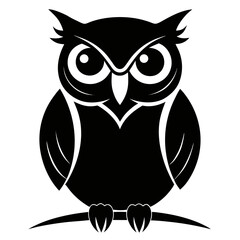 Owl Perched vector clean black silhouette design white background
