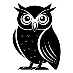 Owl Perched vector clean black silhouette design white background